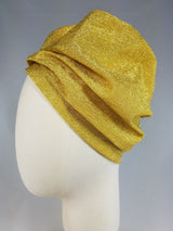 Draped Turban in Retro Gold Lurex Fabric