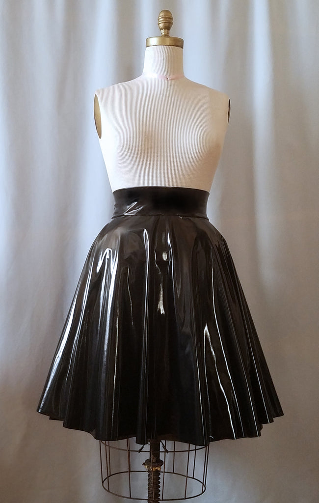 High Waisted Black Stretch Vinyl Circle Skirt – House of Mars NYC