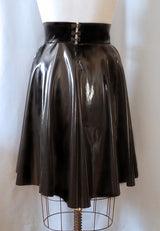 High Waisted Black Stretch Vinyl Circle Skirt