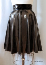 High Waisted Black Stretch Vinyl Circle Skirt
