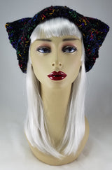 Cat-Bat Hat in Rainbow Black