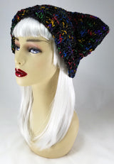Cat-Bat Hat in Rainbow Black