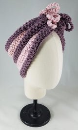 Deep Lavender with Baby Pink Stripes Shaped Turban OOAK