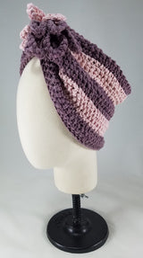Deep Lavender with Baby Pink Stripes Shaped Turban OOAK