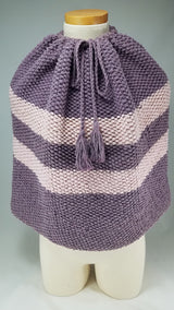 Deep Lavender with Baby Pink Stripes Drawstring Cowl OOAK