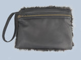 Green Sparkle Mini  Monster Mouth Faux Fur Large Wristlet