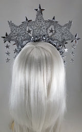 Silver Stars Upon Stars Fascinator Crown