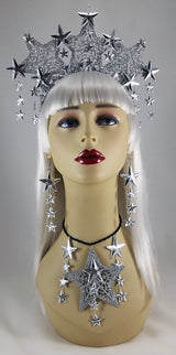 Silver Stars Upon Stars Fascinator Crown