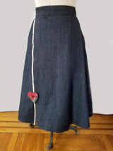Hearts N' Spiders Dark Denim Wrap Skirt
