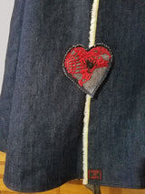 Hearts N' Spiders Dark Denim Wrap Skirt