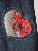 Hearts N' Spiders Dark Denim Wrap Skirt