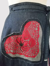 Hearts N' Spiders Dark Denim Wrap Skirt