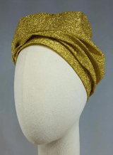 Draped Turban in Retro Gold Lurex Fabric
