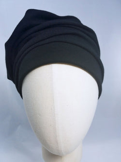 Draped Turban in Black Brushed Jersey