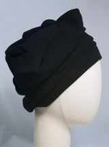 Draped Turban in Black Brushed Jersey
