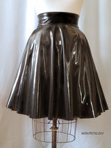 High Waisted Black Stretch Vinyl Circle Skirt