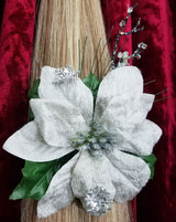 Silver Grey Velvet Poinsettias Hair Ornament
