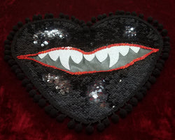 XL Black Hearted Maneater Monster Mouth Patch