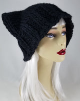Cat-Bat Hat in Super Chunk Black Yarn