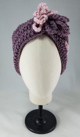 Deep Lavender with Baby Pink Stripes Shaped Turban OOAK