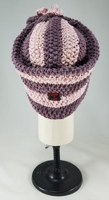 Deep Lavender with Baby Pink Stripes Shaped Turban OOAK