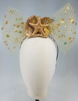 Golden Mermaid Bow Fascinator Headband