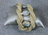 Olive Lucet Cord Twist Bracelet with Labradorite Stones