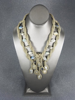 Olive Lucet Cord Twist Necklace with Labradorite Stones