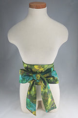 Obi Pocket Belt in Greens & Turquoise Watercolor Floral OOAK