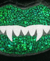 Green Sparkle Mini  Monster Mouth Faux Fur Large Wristlet